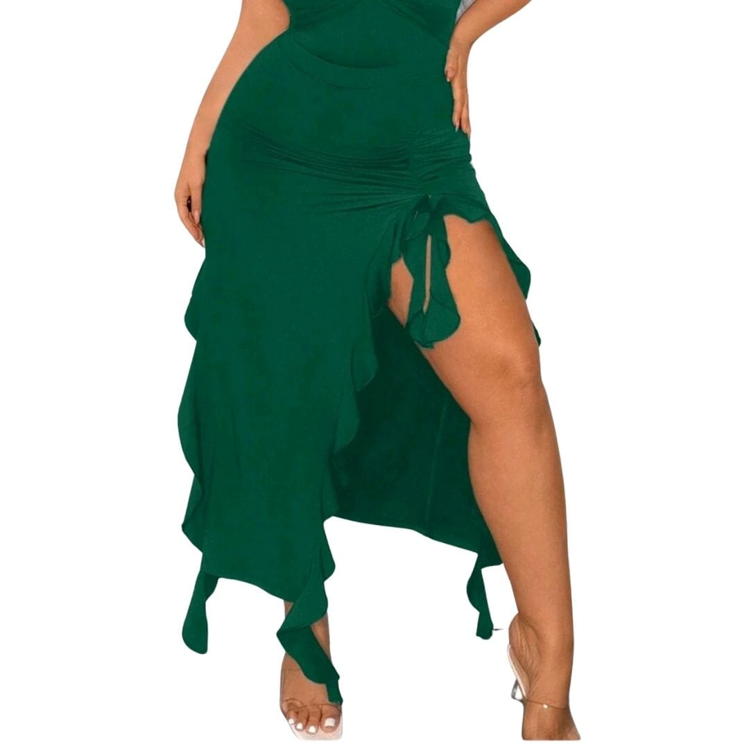 Ruffle Detail Skirt with Slit