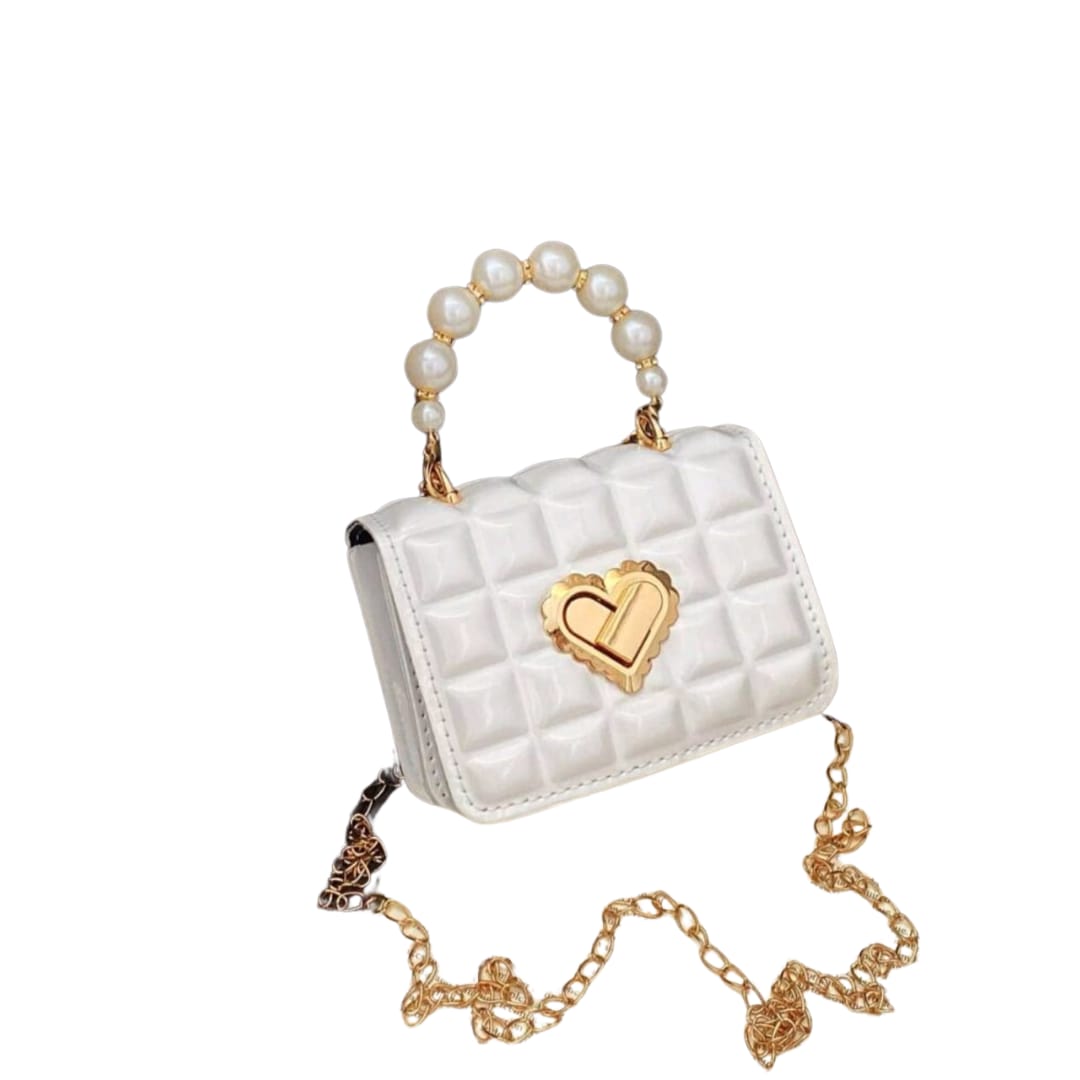 Rhombus Pattern Mini Pearl Chain Handbag