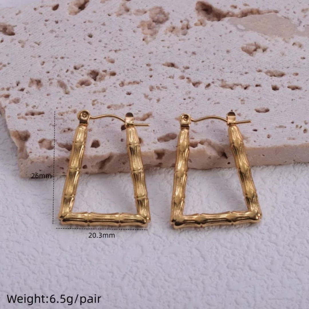 Geometric Bamboo Style 18K Gold Plated Earring