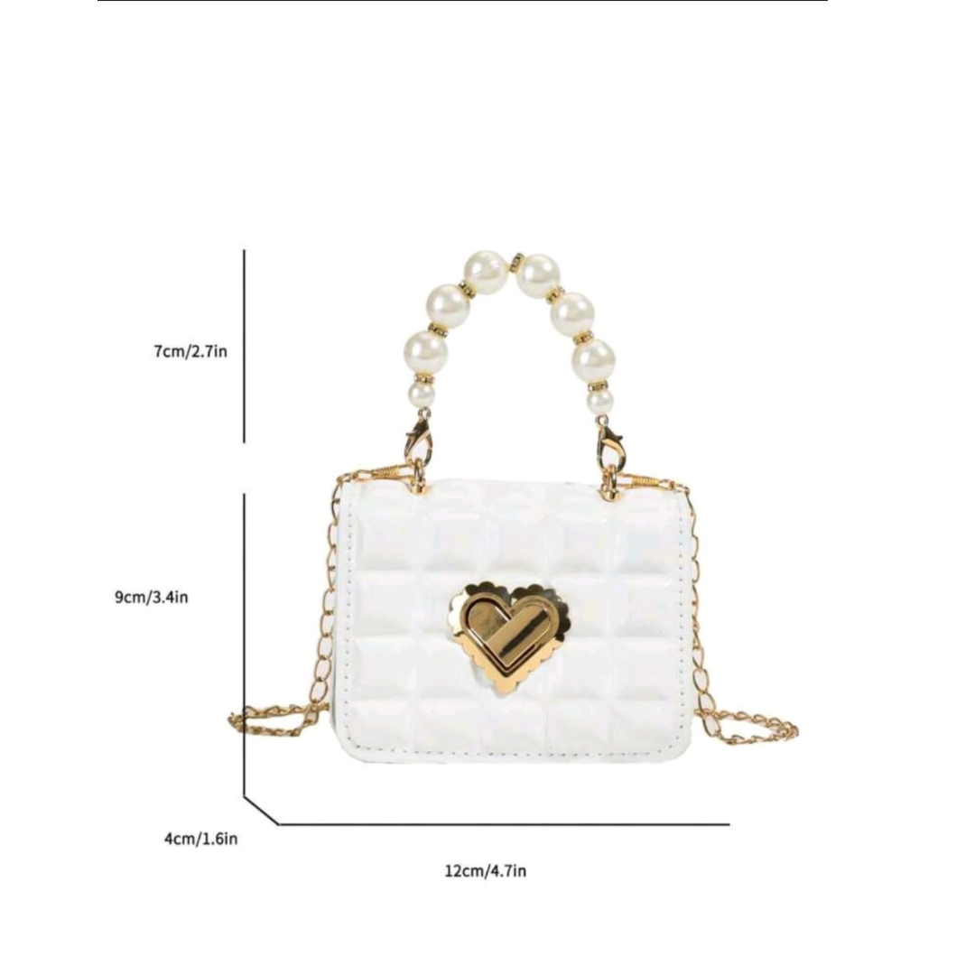 Rhombus Pattern Mini Pearl Chain Handbag