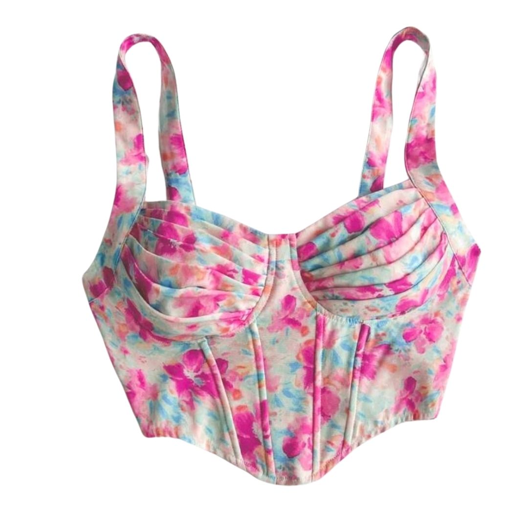 Romantic Floral Print Crop Top