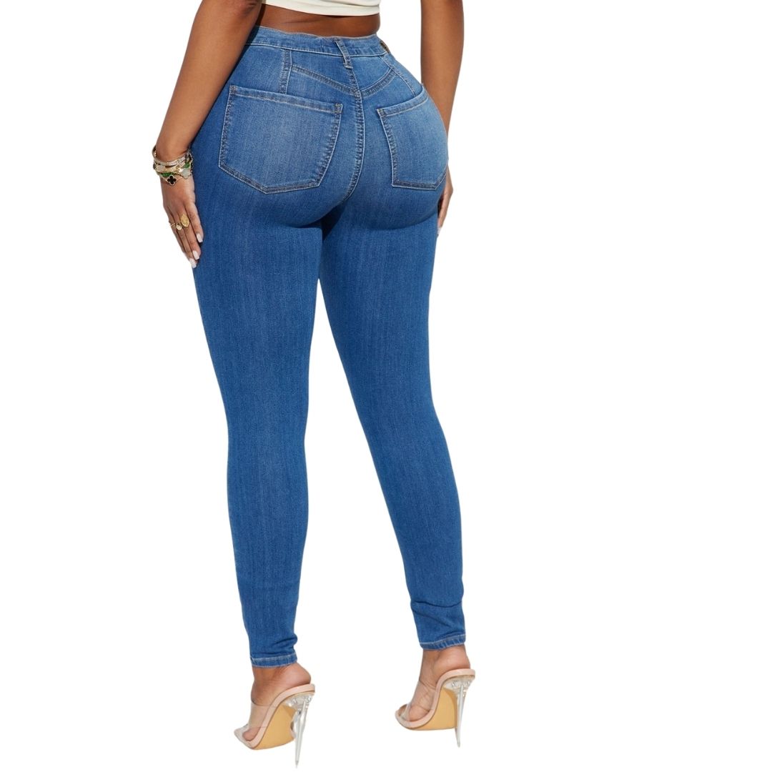 Plus Size High Stretch Curvy Jeans- Medium Wash Blue