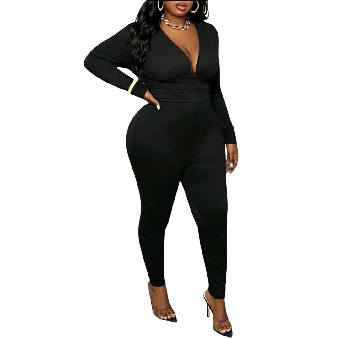 Long Sleeve V Neck Unitard