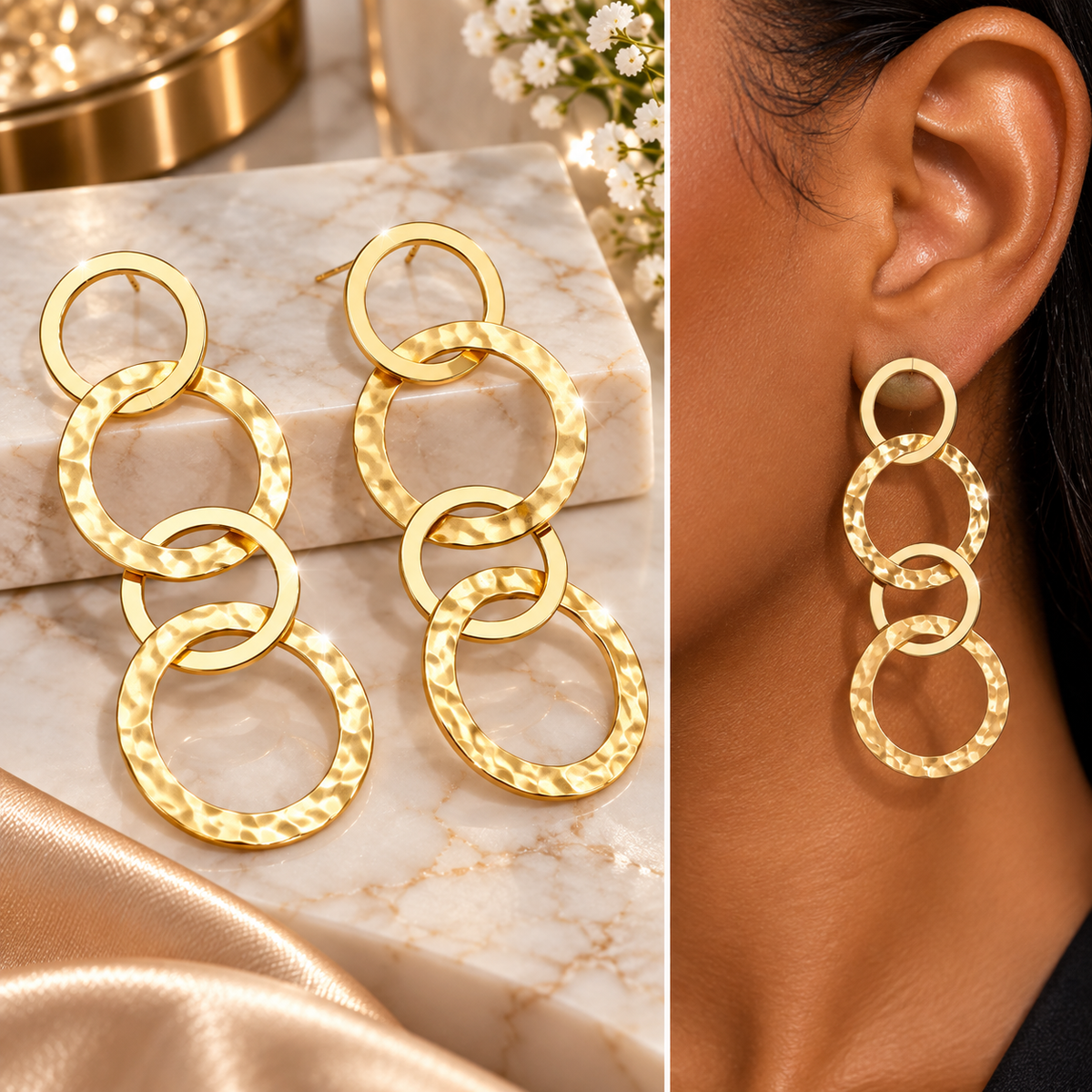 Round 18K Gold Plated Earring