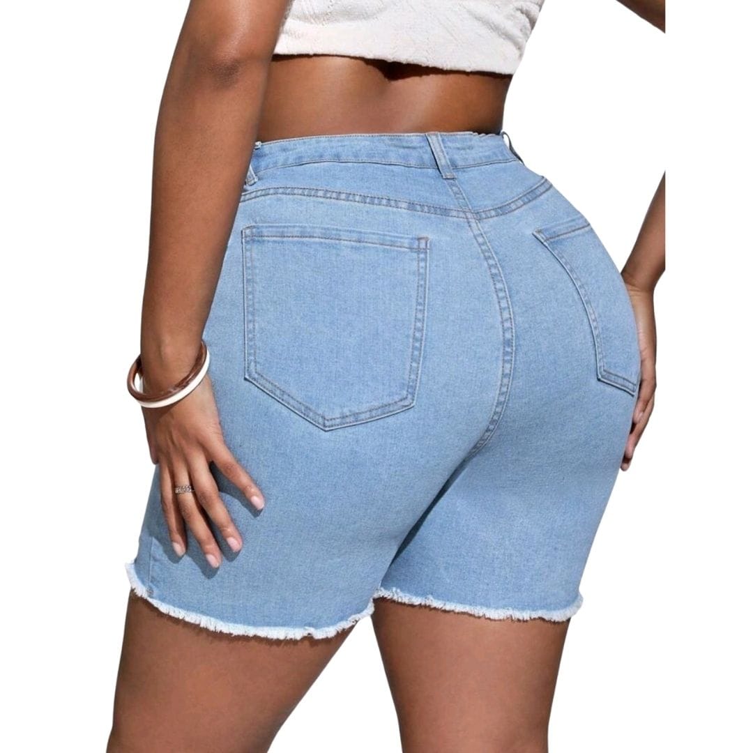 Plus Size Distressed Denim Shorts