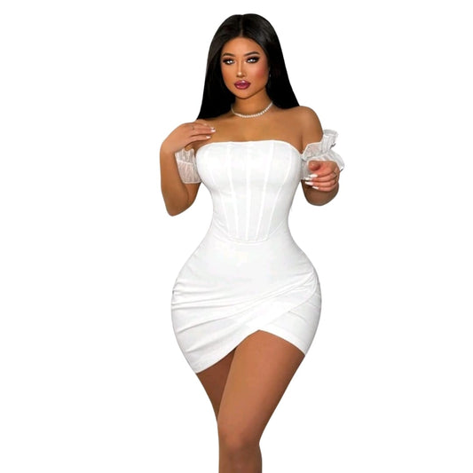 Asymmetric Hem Off-Shoulder Dress