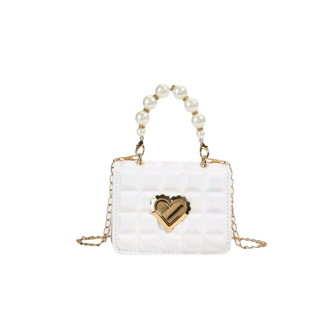 Rhombus Pattern Mini Pearl Chain Handbag