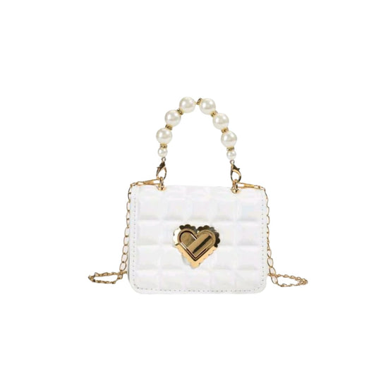 Rhombus Pattern Mini Pearl Chain Handbag