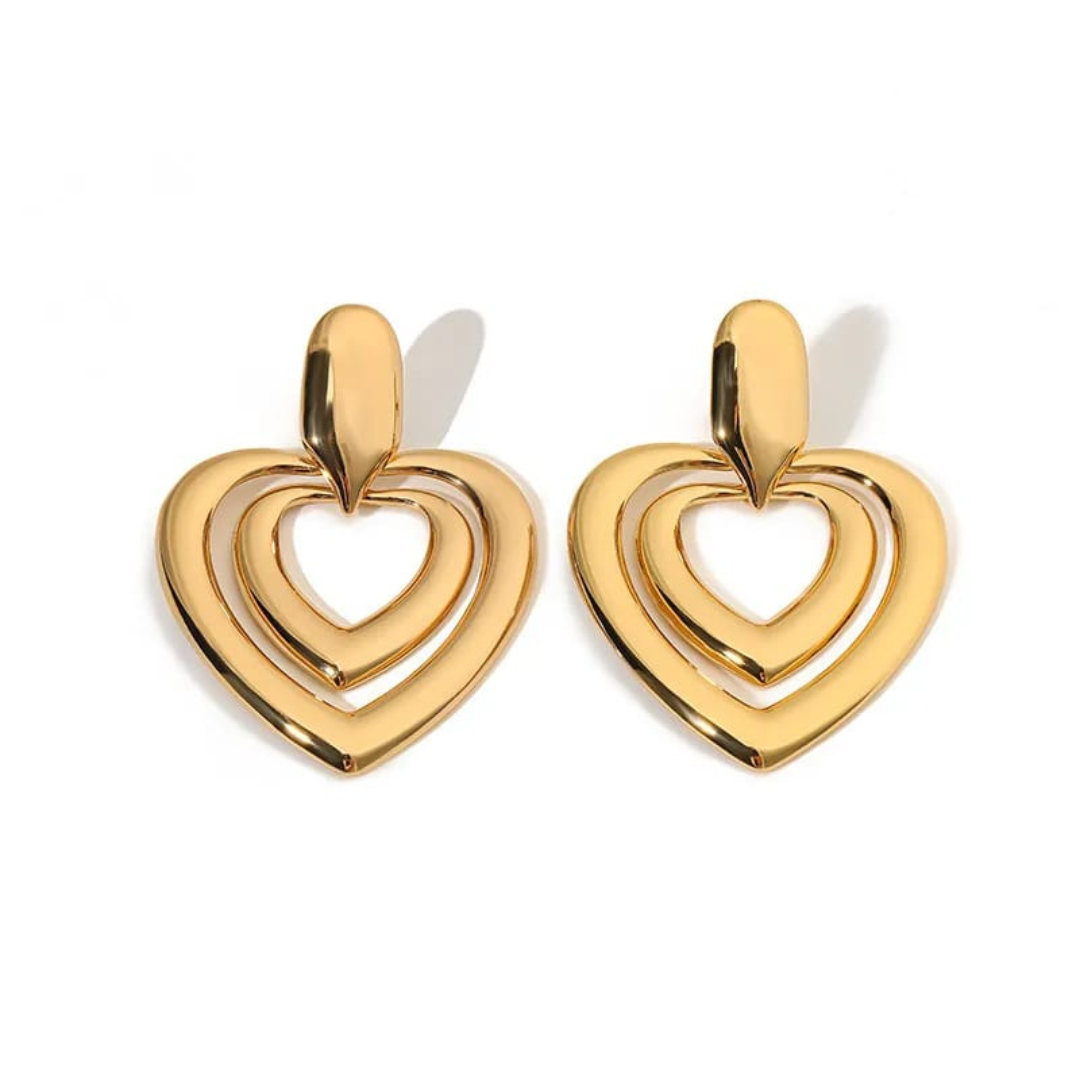 Heart Shaped 18K Gold Plated Earring