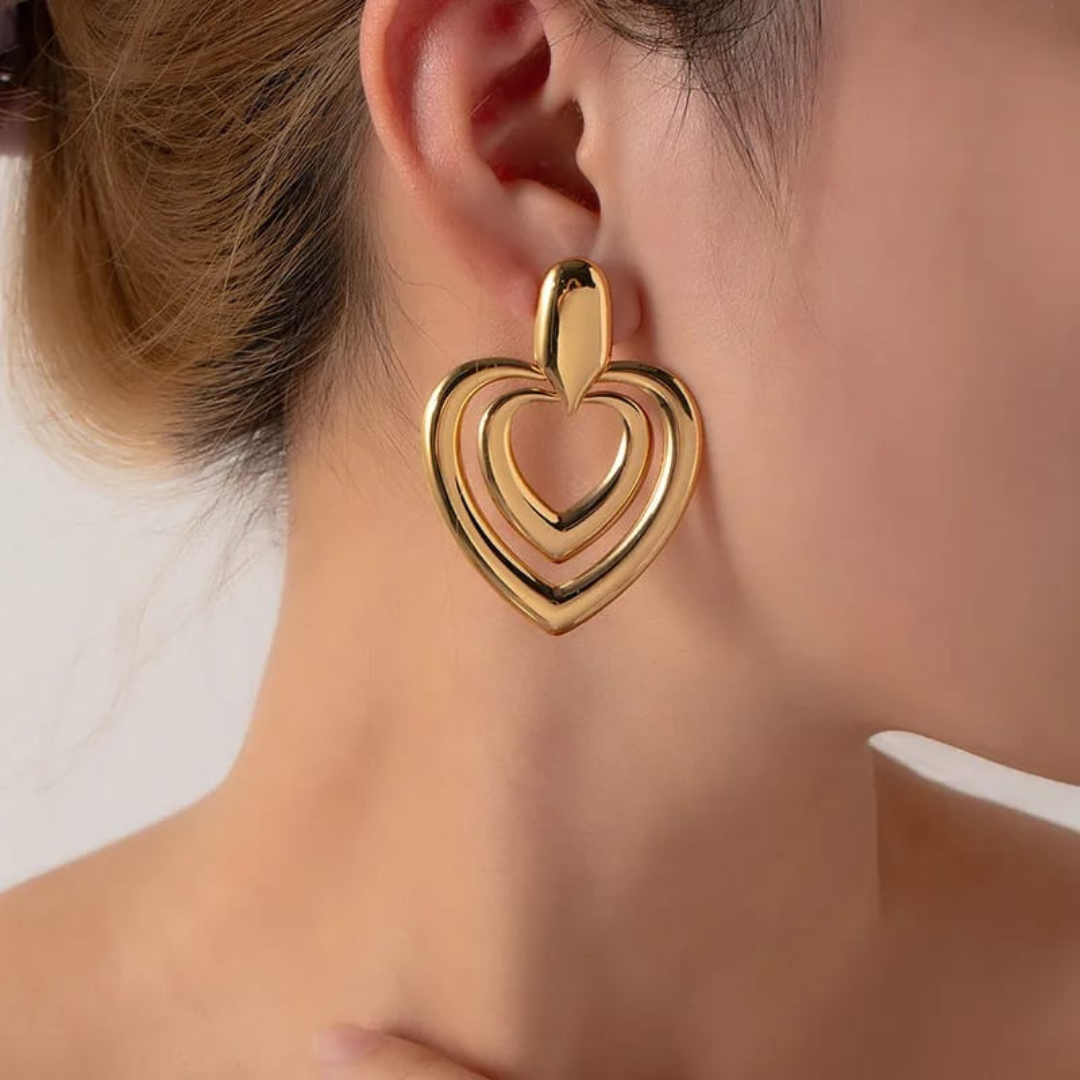 Heart Shaped 18K Gold Plated Earring
