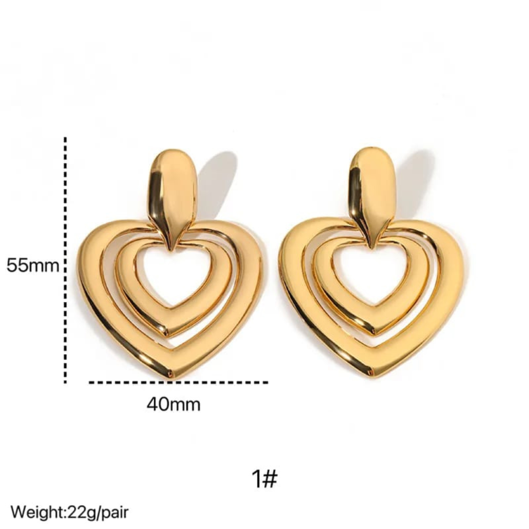 Heart Shaped 18K Gold Plated Earring