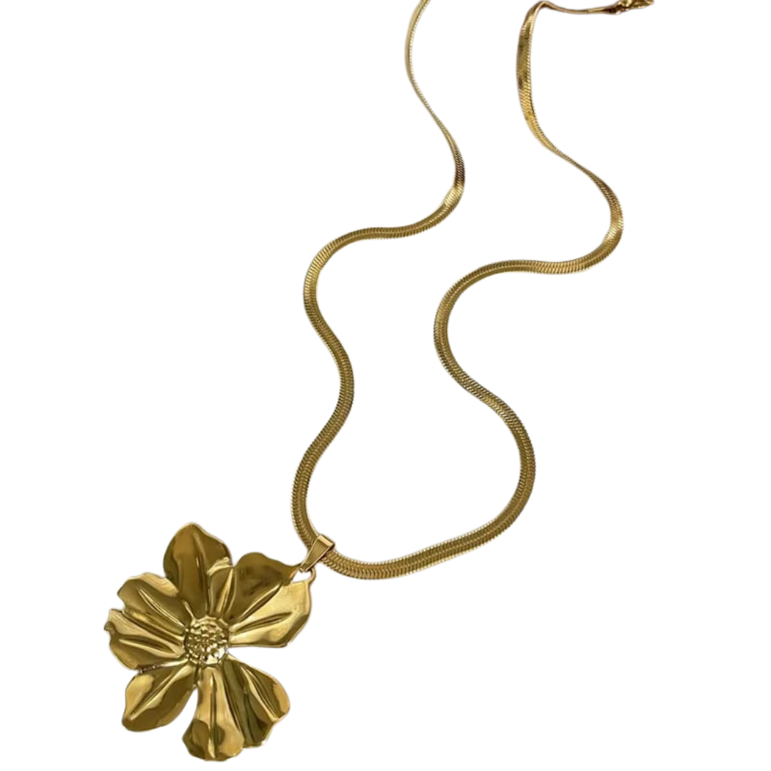 Flower Design 18K Gold Plated Necklace and Pendant