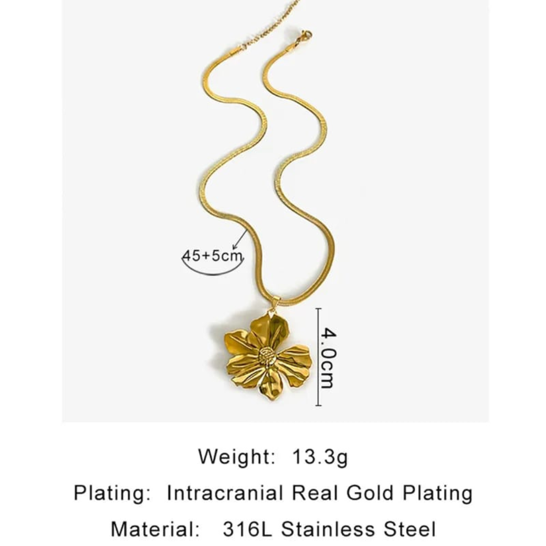 Flower Design 18K Gold Plated Necklace and Pendant