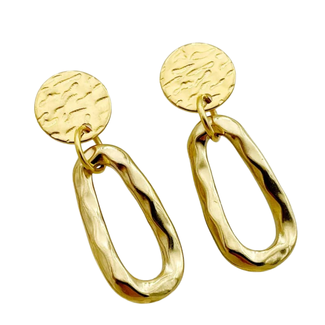 Round Water Droplet 14K Gold Plated Earring