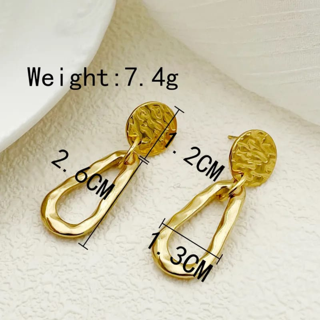 Round Water Droplet 14K Gold Plated Earring