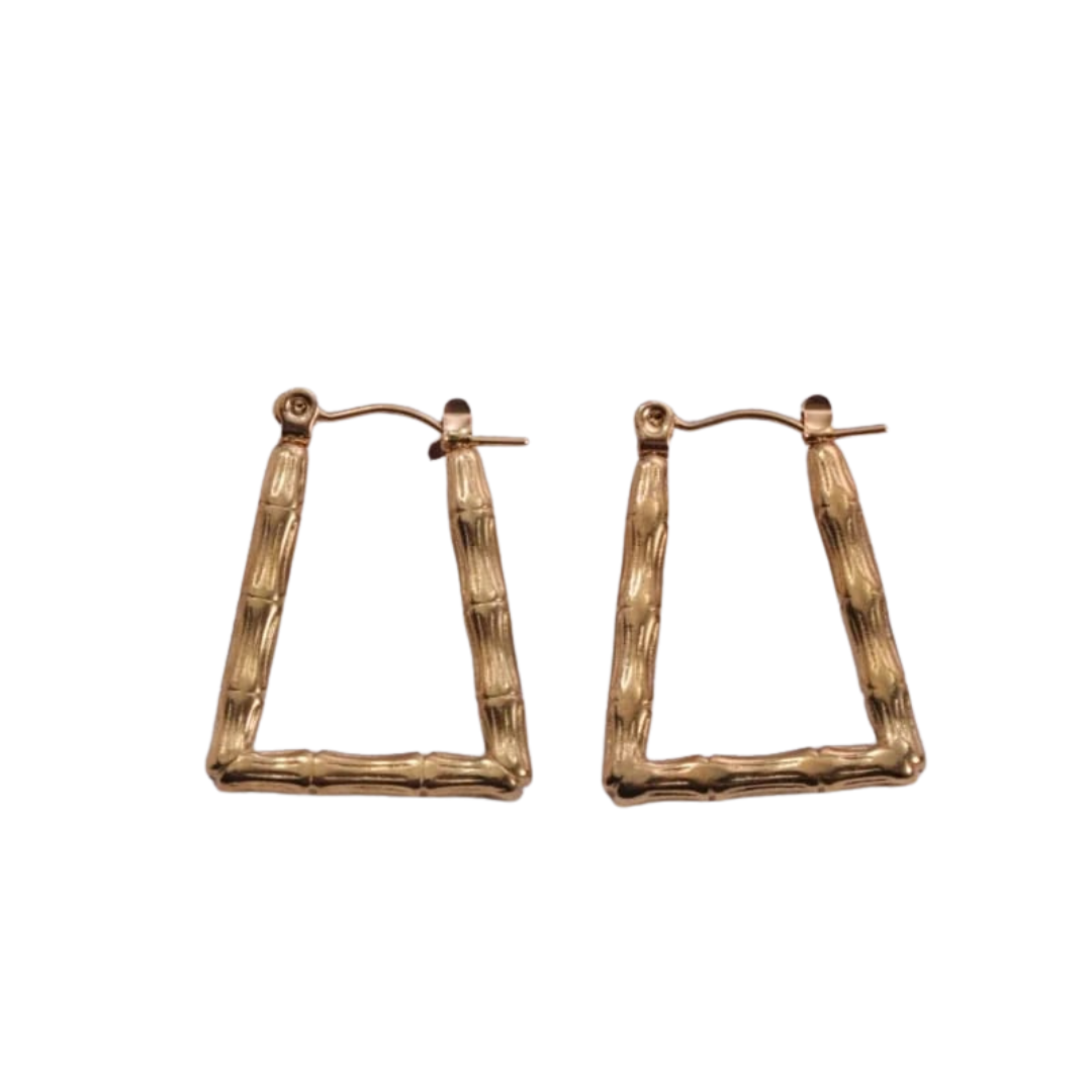 Geometric Bamboo Style 18K Gold Plated Earring