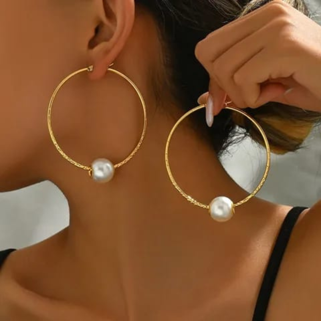 Retro Exaggerated 18K Gold Plated Hoop Earring