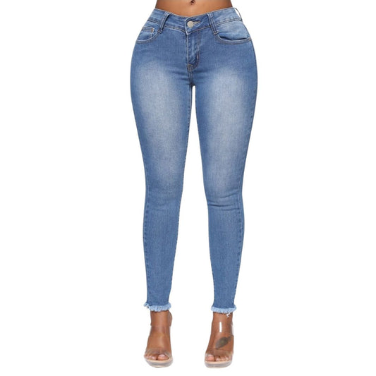 Fray Ankle Jeans - Medium Blue Wash