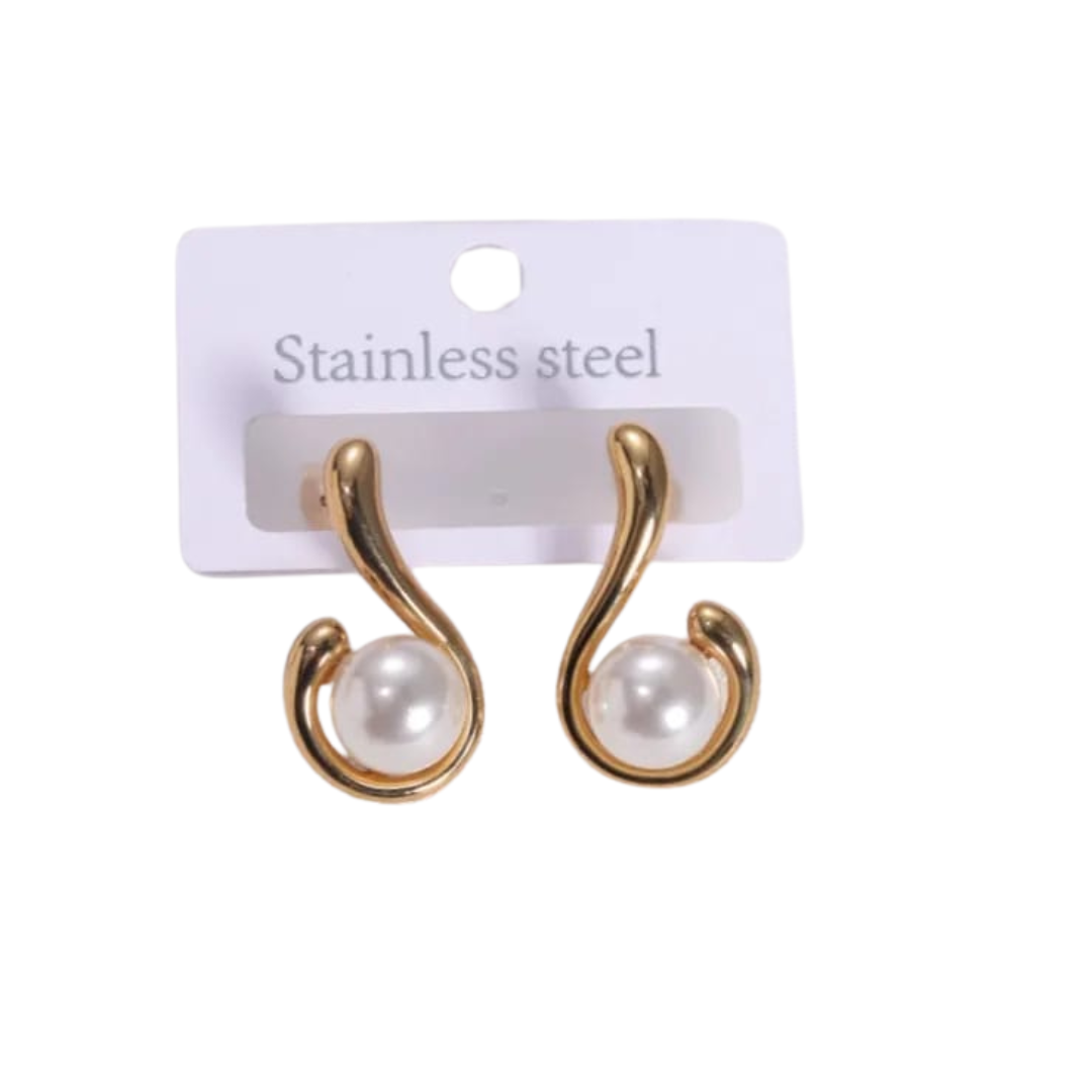 Pearl Geometric 18K Gold Plated Earring
