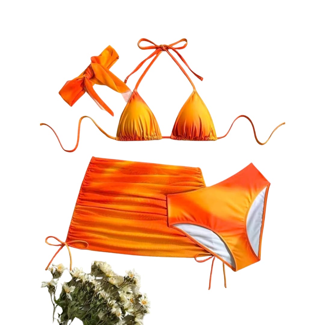 4 Piece Tye Dye Print Bikini Set