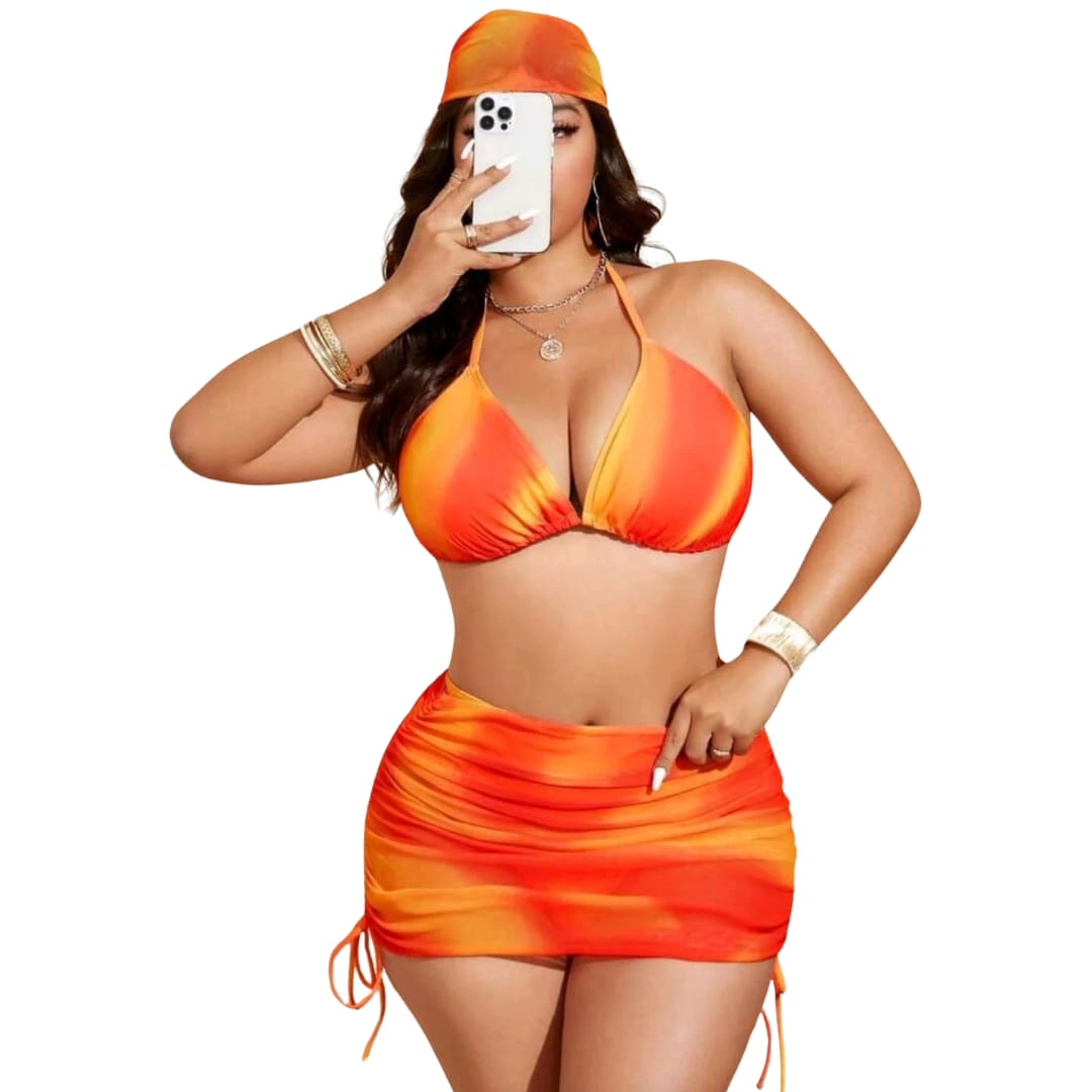 4 Piece Tye Dye Print Bikini Set