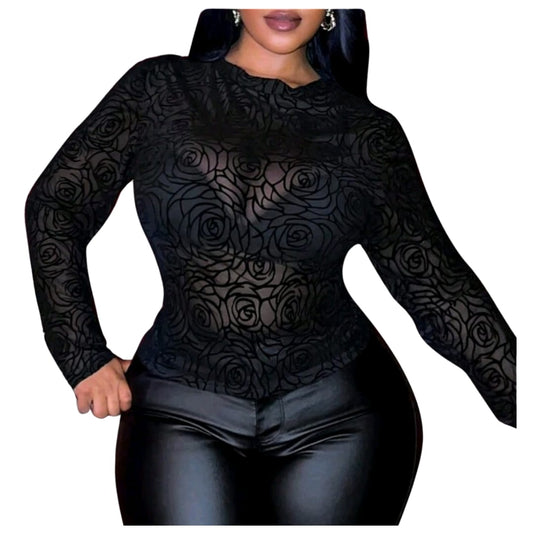 Sheer Rose Bodycon Top