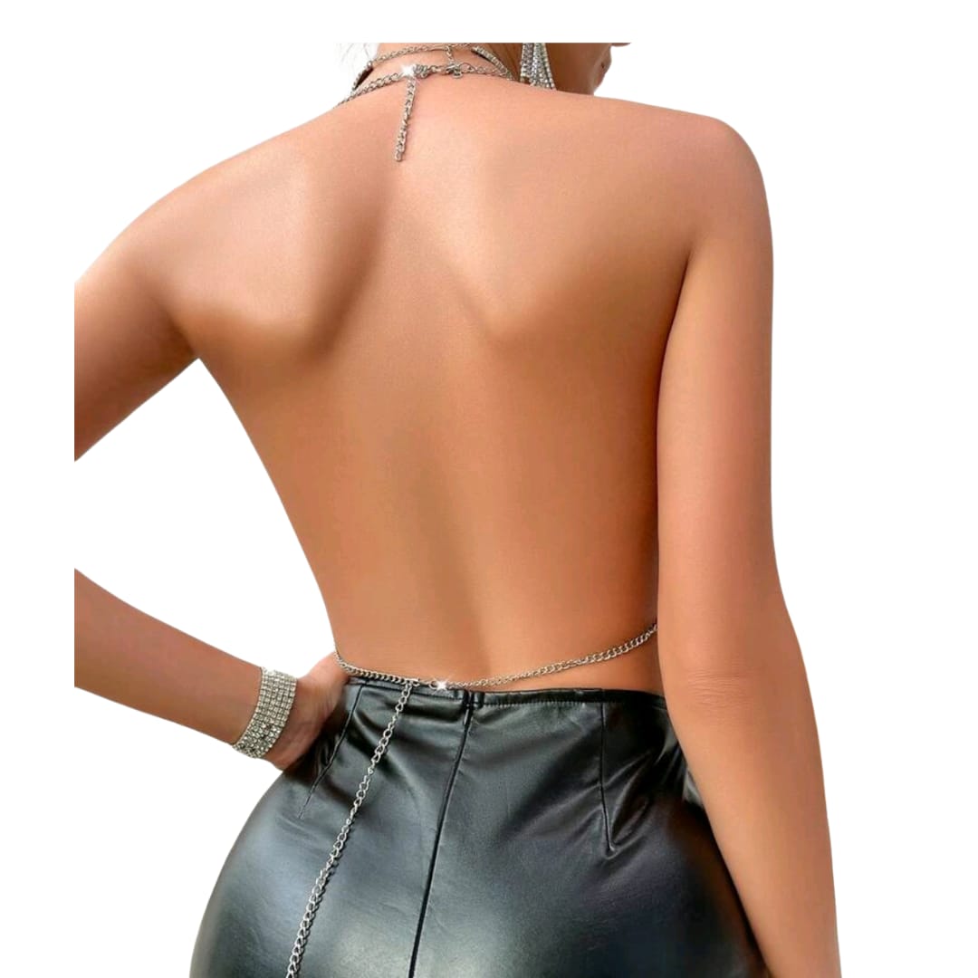 Metallic Halter Crop Top