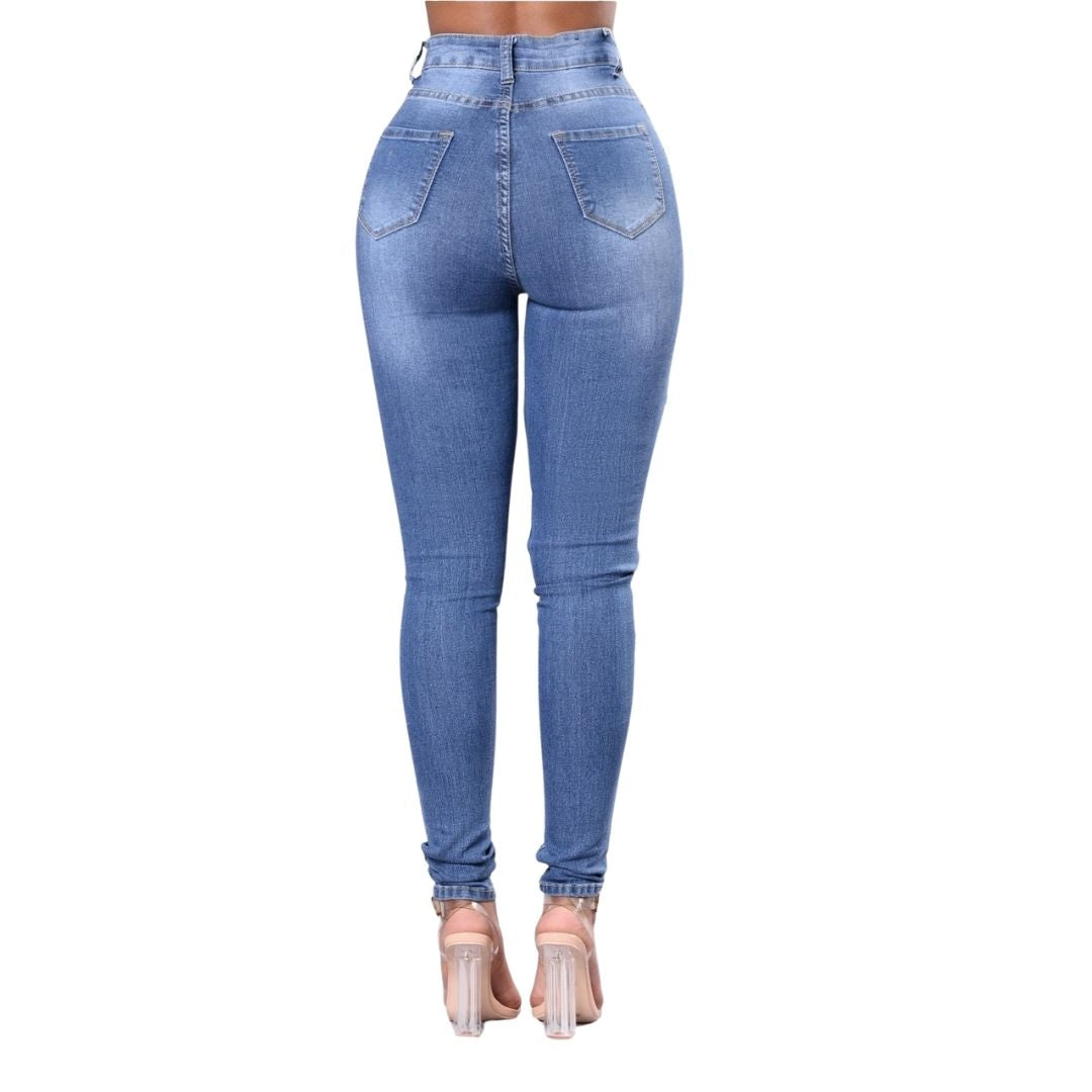 Plus Size Distressed Medium Wash Skinny Jeans