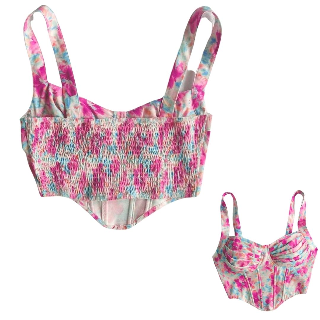 Romantic Floral Print Crop Top