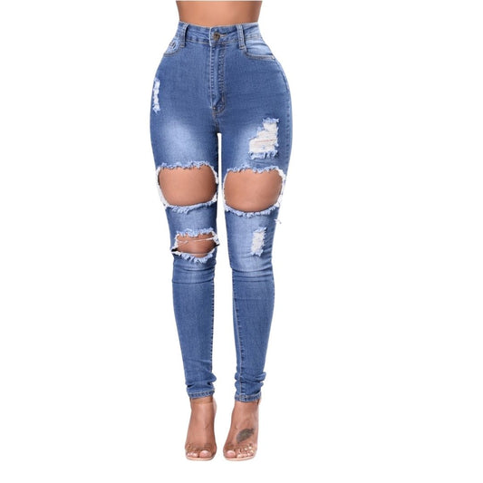 Plus Size Distressed Medium Wash Skinny Jeans