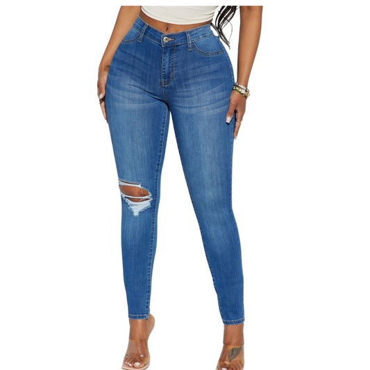 Plus Size High Stretch Curvy Jeans- Medium Wash Blue